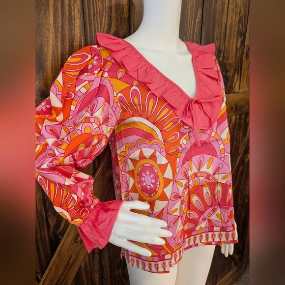 NWT Alden Adair womens medium blouse Groovy Baby Jean top - Picture 2 of 5